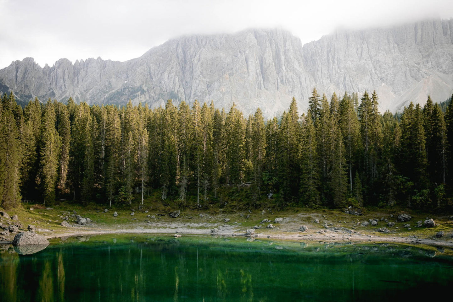 Lago di Carezza in the Dolomites, Italy 